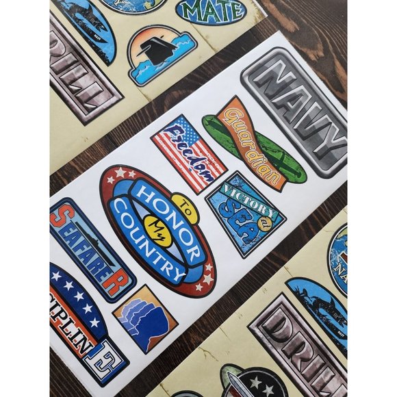 Scrapbooking Stickers Lot NAVY Armed Forces Patriotic New Vintage Retired #22 - Picture 5 of 6